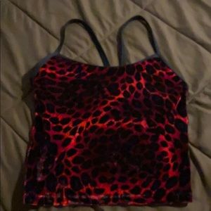 Crushed velvet animal print workout top